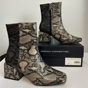 French Connection Snake Print Vegan Leather Ankle Boots